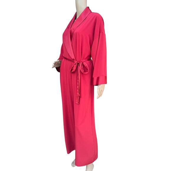 St. Michael M&S 10/12 Red Satin Look Maxi Robe Dressing Gown Shawl Collar UK - Picture 3 of 9